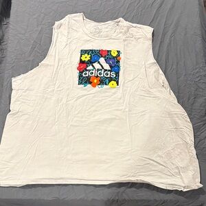 Adidas Cut Off Tee with Colorful Floral Design